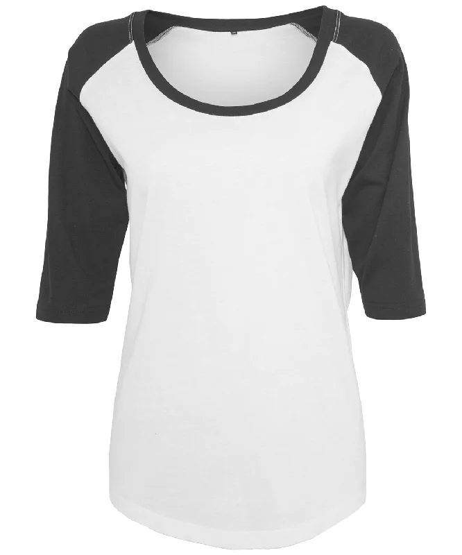 White/Black - Women's ¾ contrast raglan teeLeather-Paneled Jackets