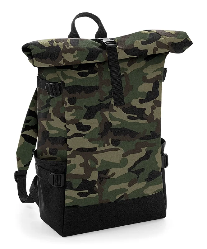 Jungle Camo/Black - Block roll-top backpackBand Merch Jackets