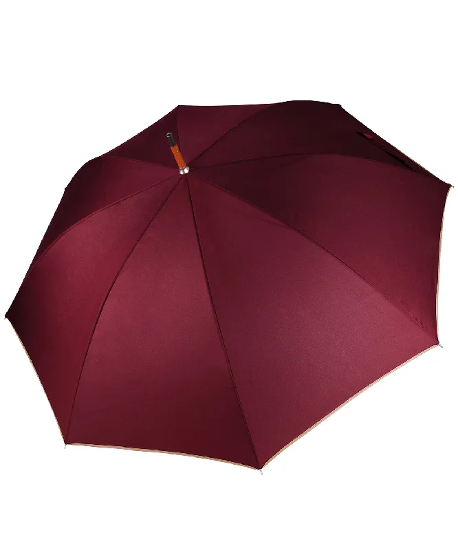 Burgundy/Beige - Auto open wooden umbrellaCycling Jackets