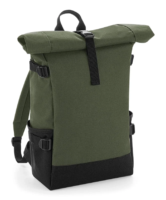 Olive Green/Black - Block roll-top backpackRetro Jackets