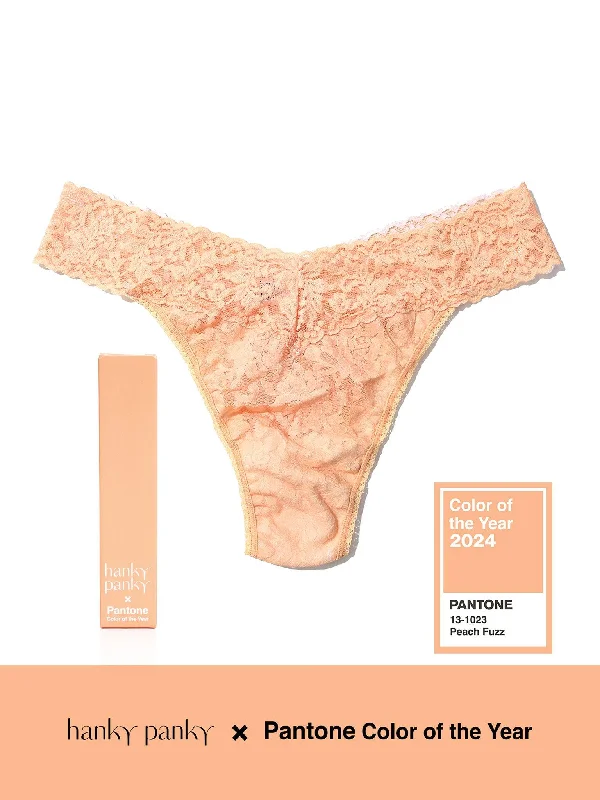 Striped PantsSignature Lace Original Rise Thong | PANTONE 13-1023 Peach Fuzz