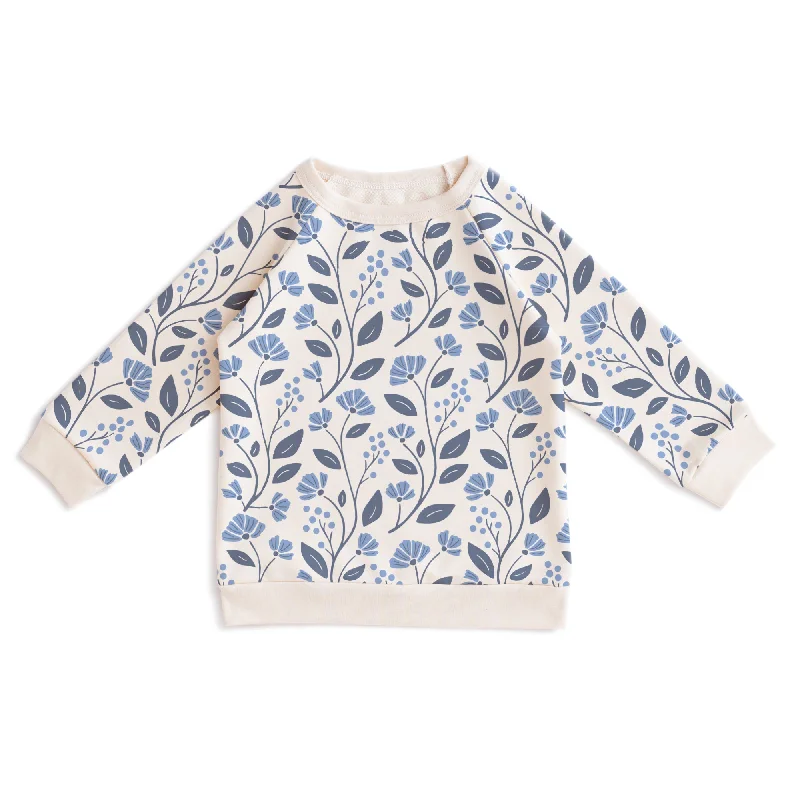 Hip-Hop HoodiesSweatshirt - Flower Vines Blue