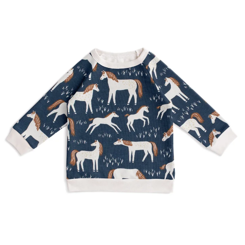 Sheer HoodiesSweatshirt - Horses Navy