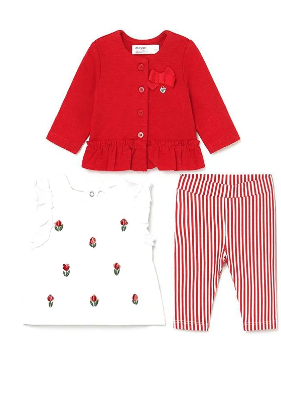 Mayoral Baby Girls Three Piece Set, Red