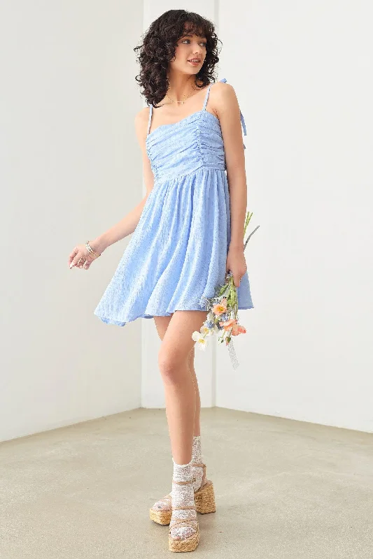 Ruching Bust Skater Silhouette Smocked Mini DressChiffon Dress