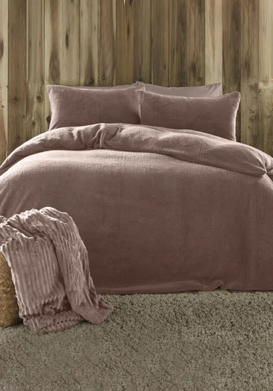 Fusion Teddy Fleece Duvet & Pillowcase Set, Blush