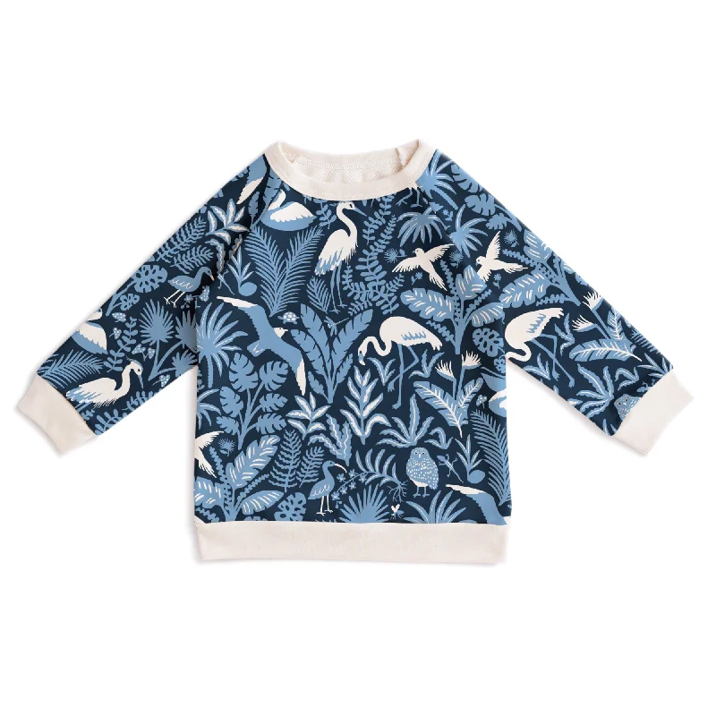 Plush HoodiesSweatshirt - Tropical Birds Navy