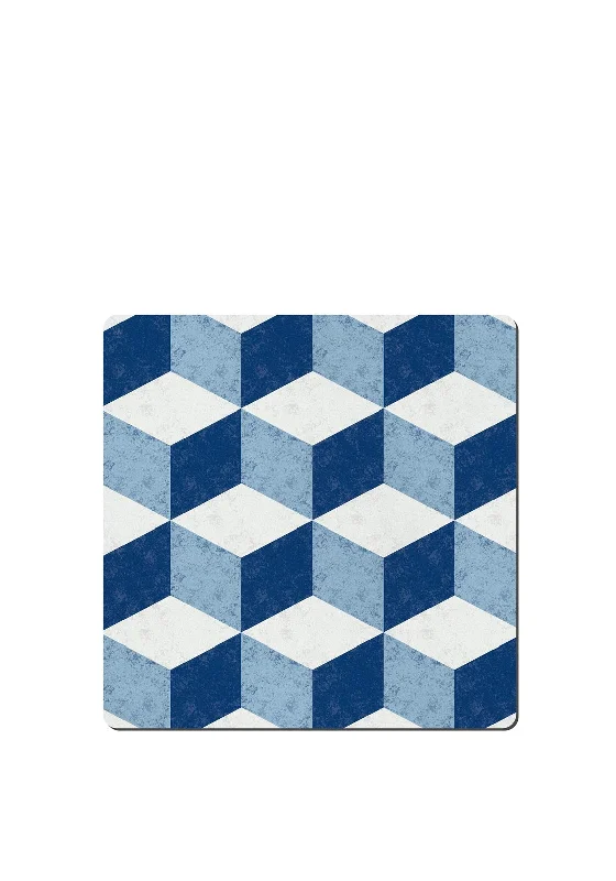 Denby Blue Geometric Square Placemats Set of 6