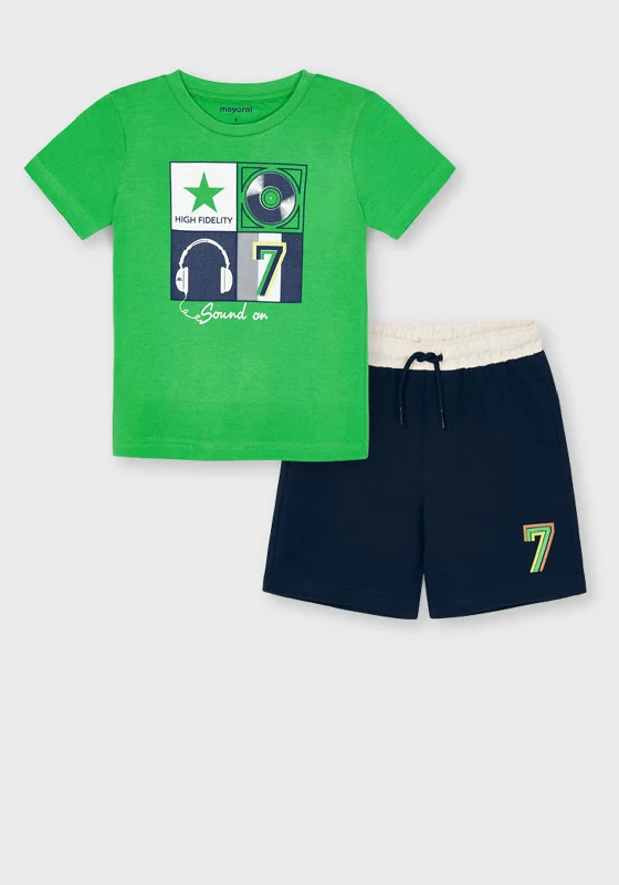 Mayoral Boys DJ Print Two Piece Set, Green & Navy