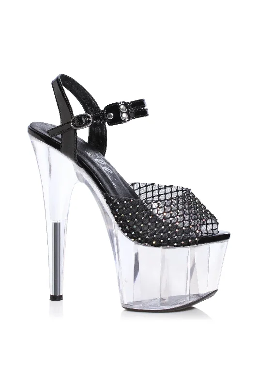 Ellie 709-CHERYL 7" Rhinestone Mesh Sandal