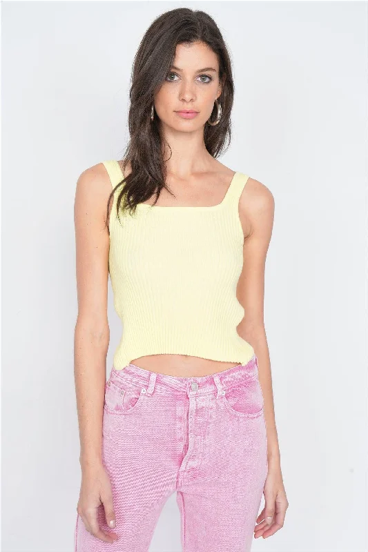 CamisoleSphinxYellow Ribbed Open Back Bow Casual Cami Top  /3-2-1