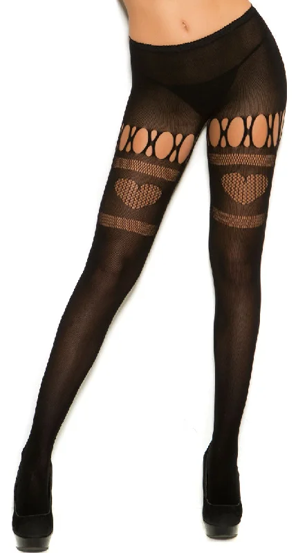 Cut-offsSheer Fishnet Heart Pantyhose