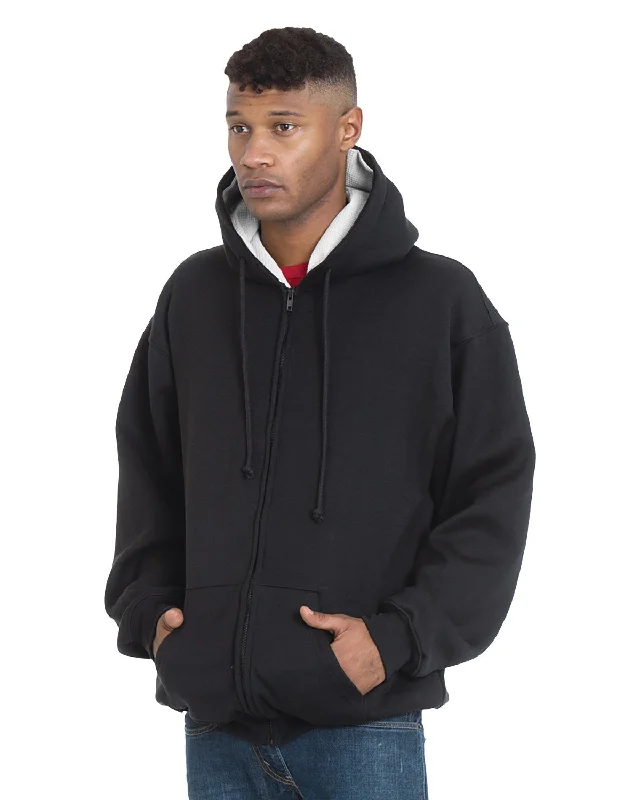 Bayside BA940 Adult USA Made Super Heavy Thermal-Lined Full-Zip Hooded SweatshirtLayered Shirts