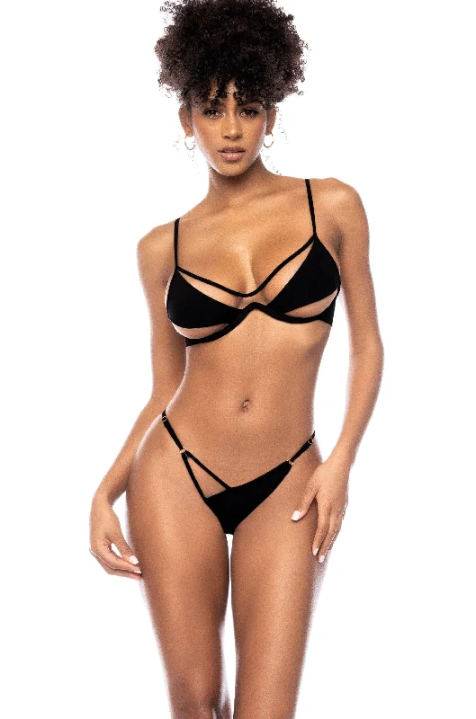 Underwired Two Piece Swimsuit with Sheer Mesh Contrast