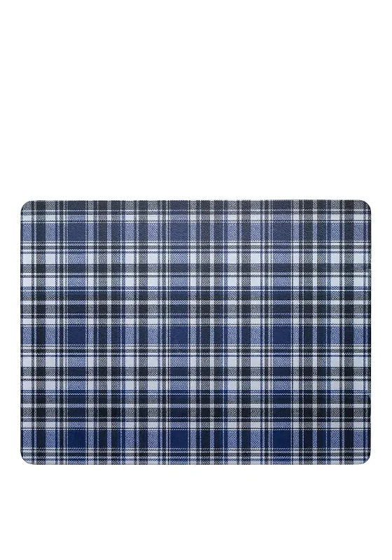 Denby Elements Checked Set of 6 Placemats, Black & Blue