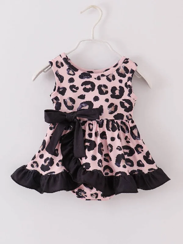 Stovepipe PantsPanther Pounce Romper: Black Leopard Ruffle Baby Romper