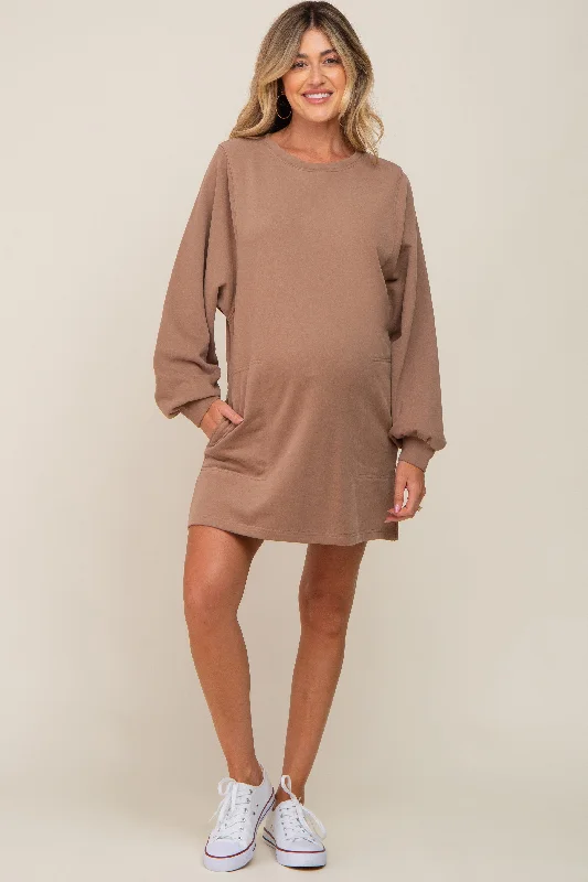 Mocha Ultra Soft Maternity Sweatshirt DressPrairie Dress