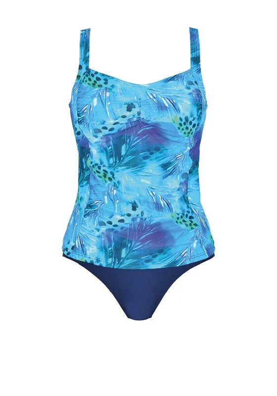 Naturana Abstract Floral Print Tankini Set, Blue Multi