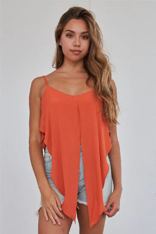 CamisoleChimeraRust Orange Wrap Waist Cami Top