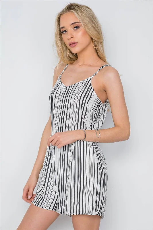 CamisoleDriftBlack White Stripe Cami Loose Fit Romper /1-2-2-1