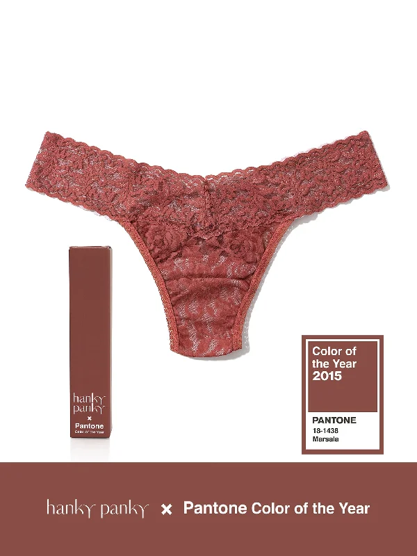 Drawstring PantsSignature Lace Low Rise Thong | PANTONE 18-1438 Marsala