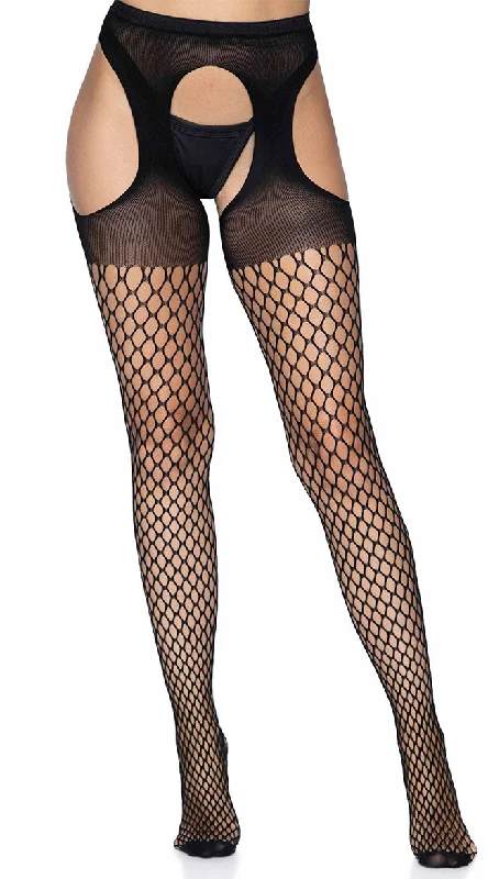 Designer PantsOval Net Suspender Pantyhose