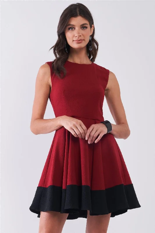 Wine Red Sleeveless Mini Party DressModern Dress