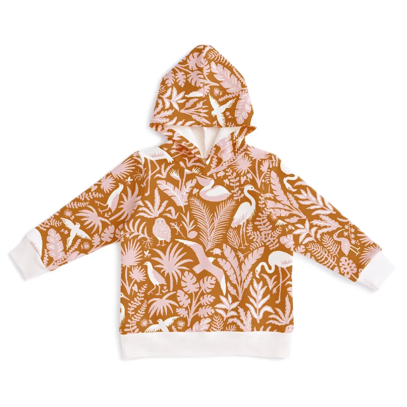 Cropped SweatshirtsHoodie - Tropical Birds Gold