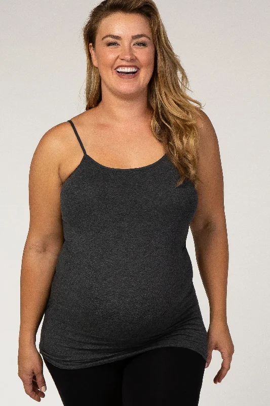 CamisolePrimeCharcoal Solid Maternity Plus Cami