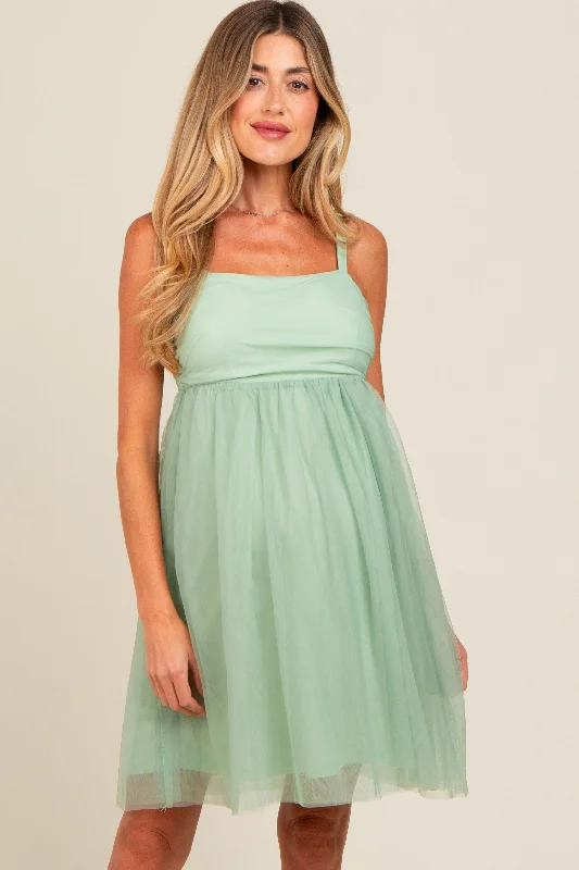 Light Olive Tulle Skirt Maternity DressMilitary Dress