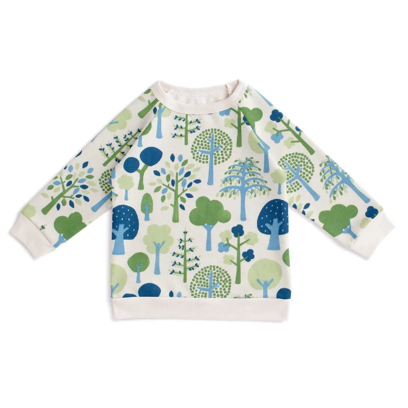 Button-Up SweatshirtsSweatshirt - Trees Blue & Green