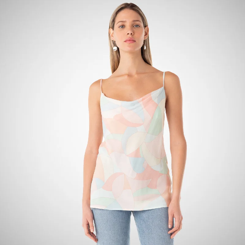 CamisoleJadePastel Abstract Cowl Neck Cami