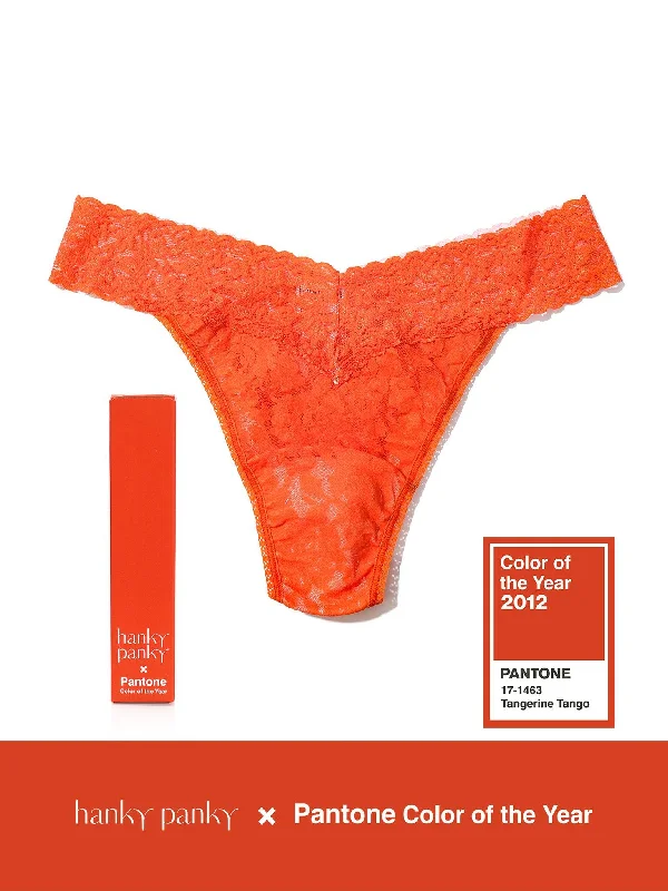 CoverallsSignature Lace Original Rise Thong | PANTONE 17-1463 Tangerine Tango