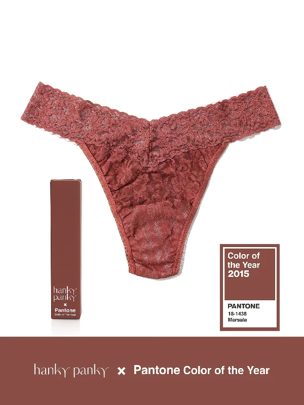 Polka-dot PantsSignature Lace Original Rise Thong | PANTONE 18-1438 Marsala