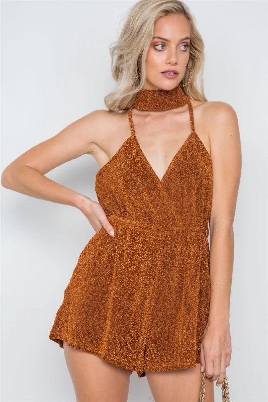 CamisoleAuraRust Mock Neck Cami Evening Romper