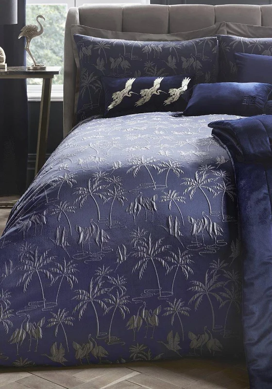 Laurence Llewelyn Bowen Sleeping Beauty Qing Duvet & Pillowcase Set, Navy