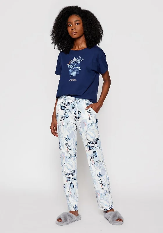 Triumph Wildflower Graphic Pyjama Set, Navy Multi