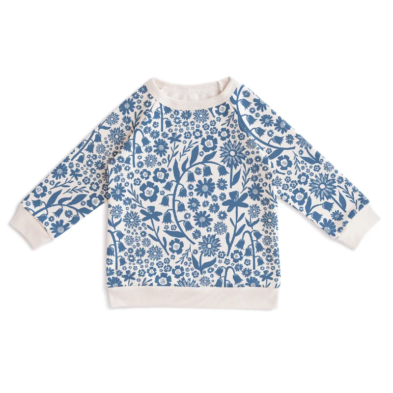 Thermal HoodiesSweatshirt - Dutch Floral Delft Blue