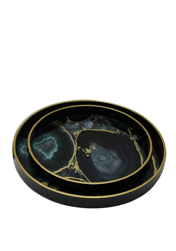 Mindy Brownes Set of 2 Round Midnight Glory Trays