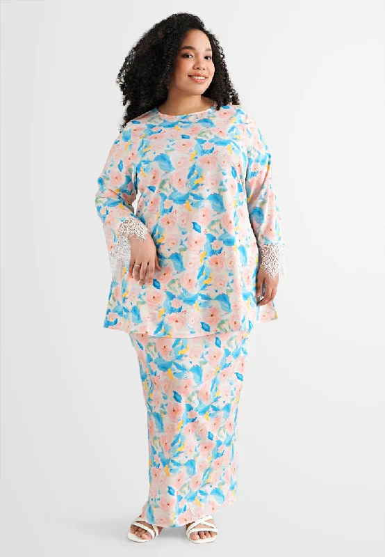 Nuril RAYA4ALL Watercolor Floral Lace Kurung Set