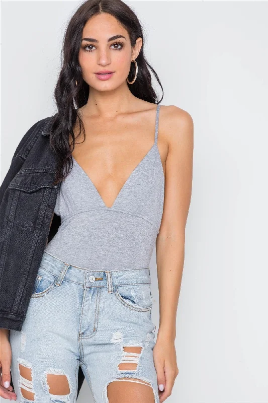 CamisoleEliteSlinky Plunge Solid Cami Bodysuit /3-2-1