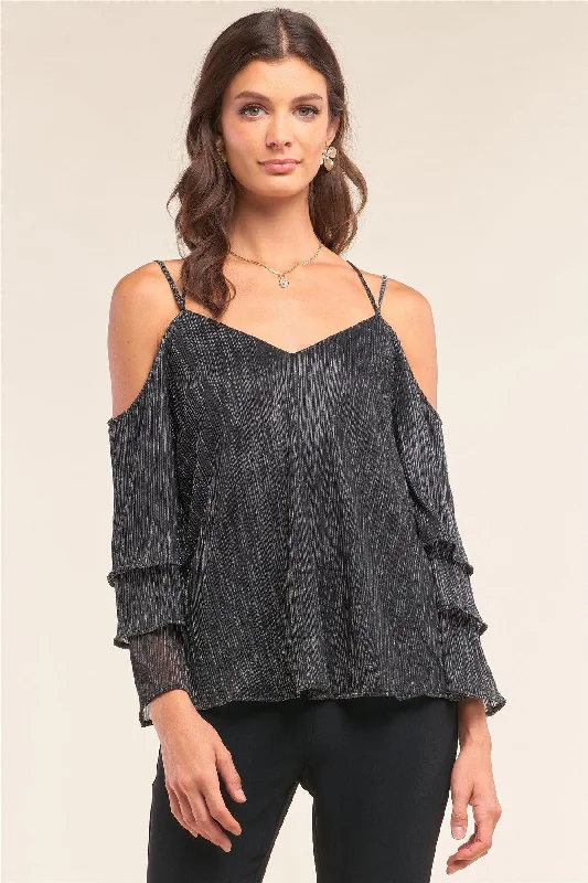 Silver Lining Shimmer Mesh Off-The-Shoulder Top /2-3