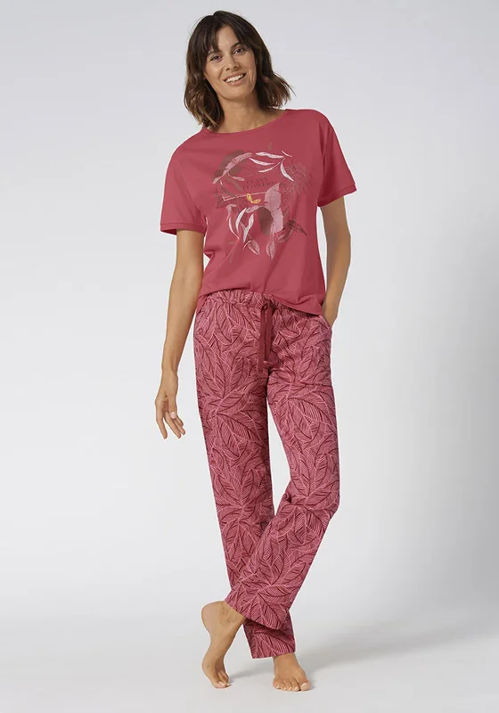 Triumph ‘Plant Flowers’ Graphic Pyjama Set, Red Multi