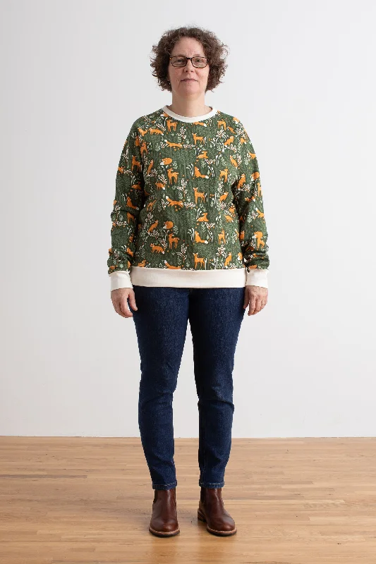 Performance HoodiesAdult Sweatshirt - Deer & Foxes Dark Green