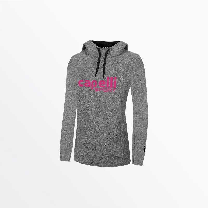 Stretch-Knit SweatshirtsWOMEN'S LOGO HEATHER PULLOVER HOODIE