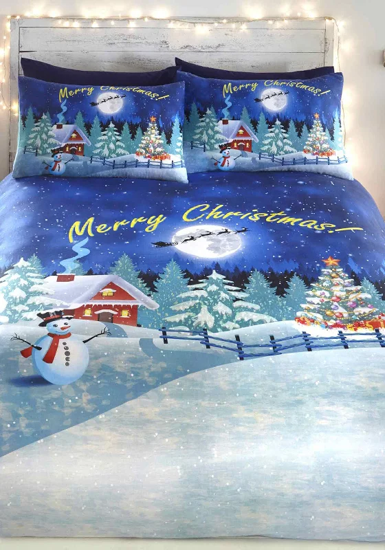 Bedlam Merry Christmas Glow in the Dark Duvet Cover & Pillowcase Set