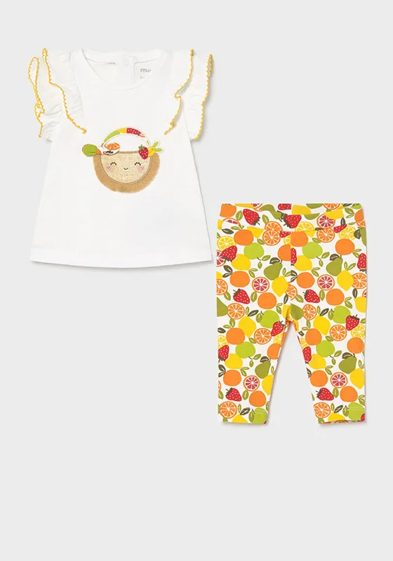 Mayoral Baby Girls Fruit Print Two Piece Set, White Multi