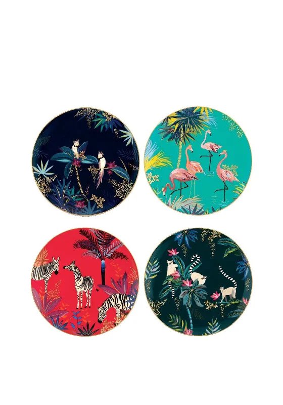 Sara Miller Tahiti Set of 4 Assorted Side Plates