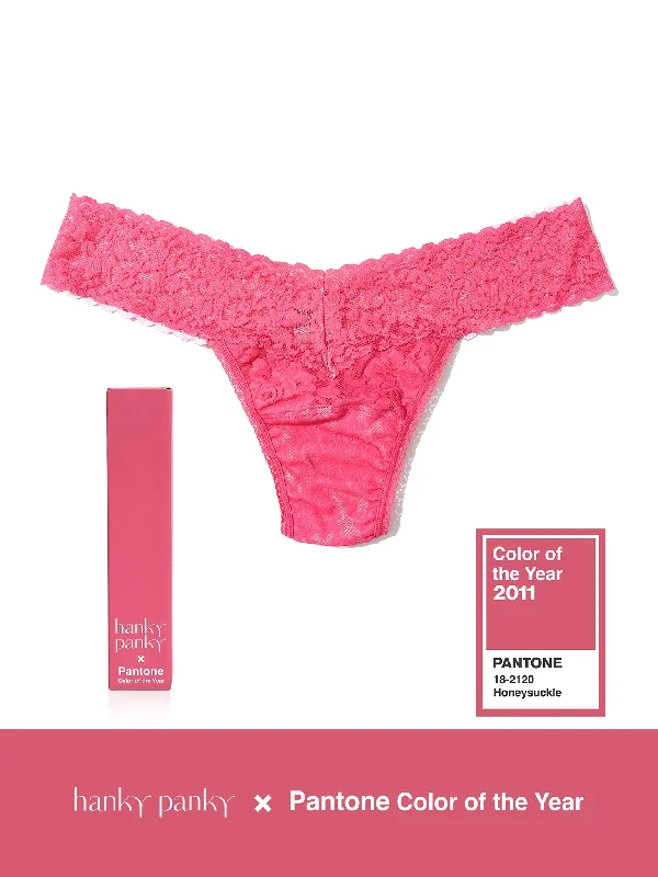 Biker PantsSignature Lace Low Rise Thong | PANTONE 18-2120 Honey Suckle