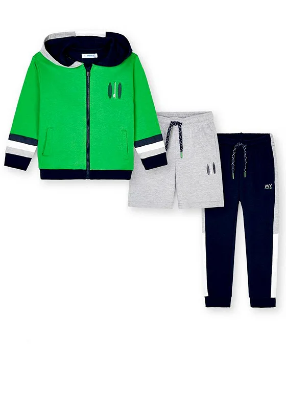 Mayoral Boys Three Piece Tracksuit Set, Green Multi